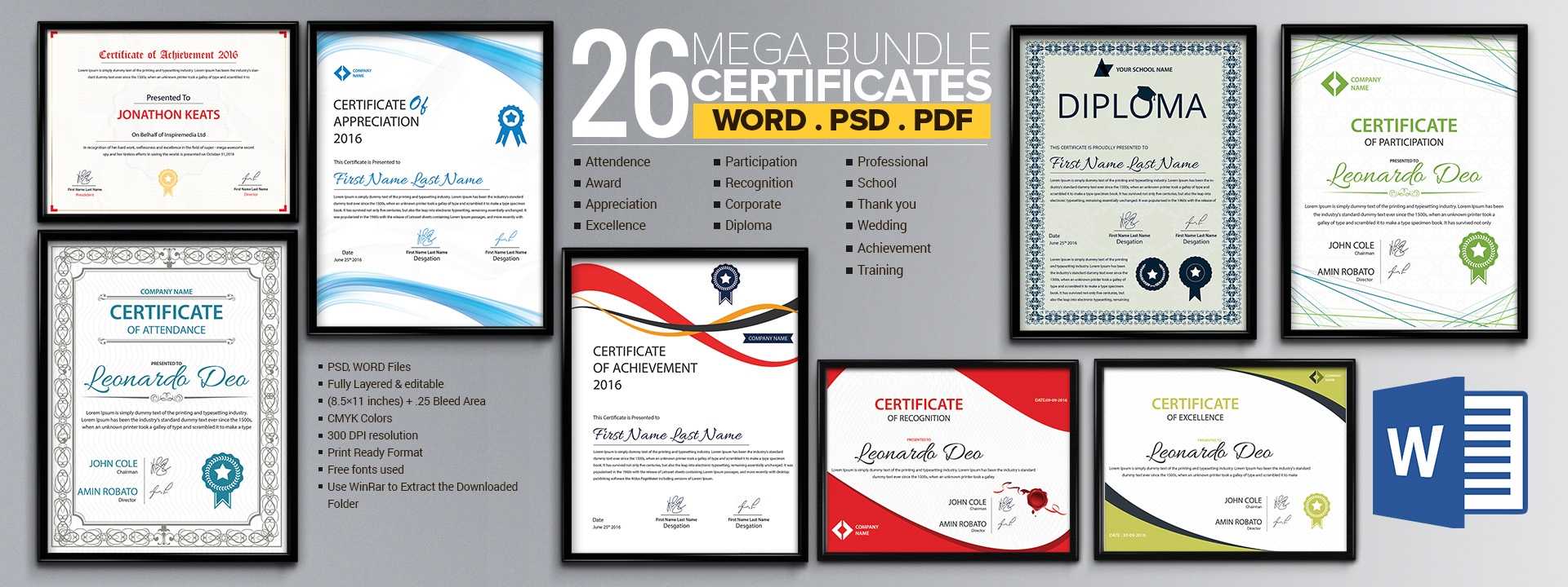 Word Certificate Template - 53+ Free Download Samples For Free Certificate Templates For Word 2007