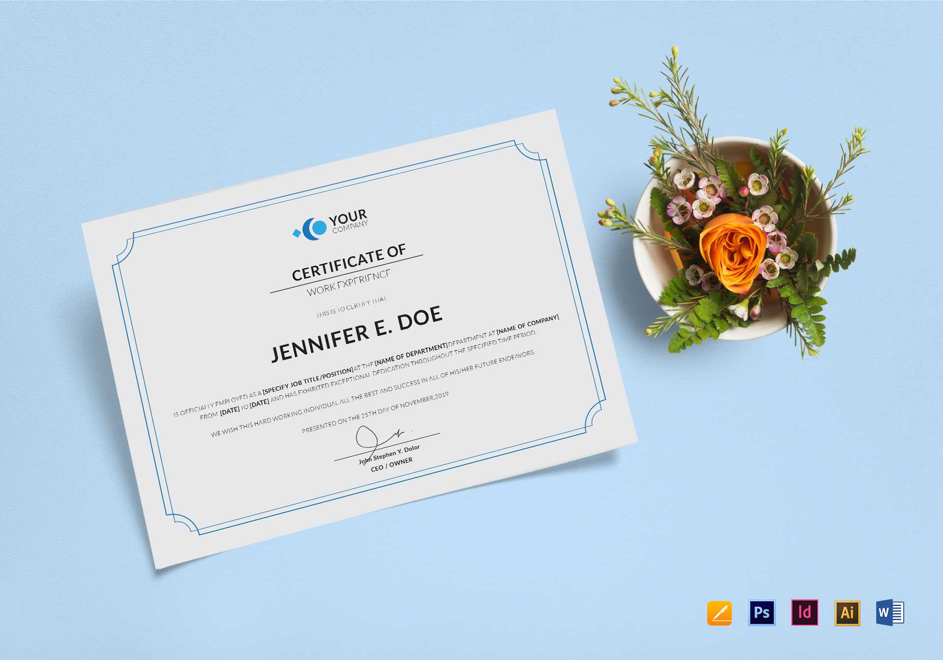 Work Experience Certificate Template Inside Pages Certificate Templates