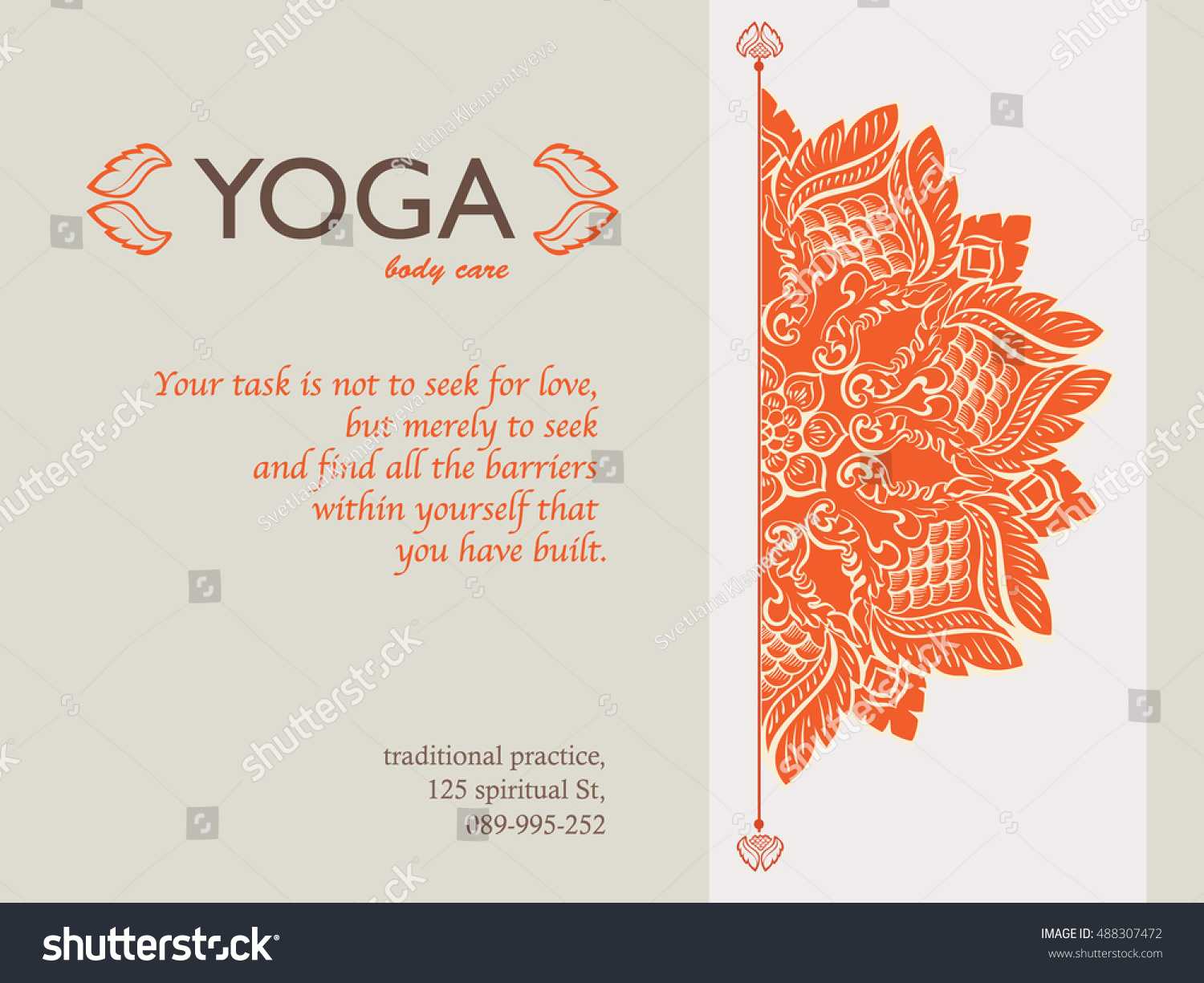 Yoga Gift Certificate Template Mandala Text Stock Vector Pertaining To Yoga Gift Certificate Template Free